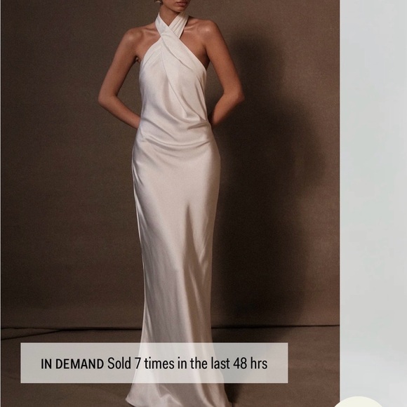 Meshki Dresses & Skirts - Meshki Halter Neck White Satin Maxi Dress